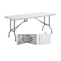 Tables pliantes blanches en gros pour événements, réceptions, mariages, tables rondes, carrées, rectangulaires, tables en plastique d'intérieur avec pieds en acier
