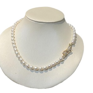 Collar de Perlas de Agua Dulce de 7-8 mm, Exquisito, de Zhizhen Jewelry, con Forma de Arroz, Incrustaciones de Concha Blanca, Cierre de Libélula, Versátil, Elegante y Nuevo - Product Image 4