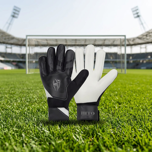 Premium Black White Goalkeeper <b>Gloves</b> with Finger Protection Front Palm New Basic Latex And Backhand Silicon Inject Customized - Product Image 3