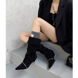 Chaussures à talons hauts pour femmes en cuir véritable fabriquées en Chine, doublure en maille, automne/hiver - Chaussures confortables et de créateur haut de gamme - Product Image 6