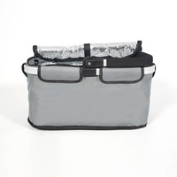 Panier de courses pliable Oeytree en aluminium à double poignée métallique, revêtement PVC, durable, écologique, grand espace de rangement, pour supermarché
