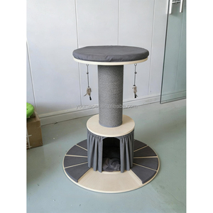YOUME OEM Albero per Gatti Moderno in Legno da 80cm con Grotta con <span class=keywords><strong>Tenda</strong></span> e Palo in Sisal Spesso 14cm, Torre per Gatti e Tiragraffi - Product Image 1