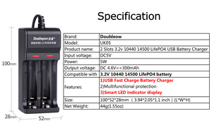 <span class=keywords><strong>10440</strong></span> doublepow 14500 lifepo4 <span class=keywords><strong>3.2v</strong></span> מטען סוללה עם Qc2.0 + otp & הגנת ovp לוגו מותאם אישית 2 חריצים עצמאיים - Product Image 6