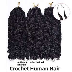 Collection de tresses au <span class=keywords><strong>crochet</strong></span> de <span class=keywords><strong>cheveux</strong></span> humains vierges brésiliens afro crépus bouclés couleur naturelle multi-courbure extension à trame unique - Product Image 4