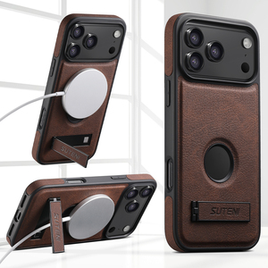 SUTENI <span class=keywords><strong>iPhone</strong></span> 18 Pro Max Telefoonhoesje Stand Magnetisch Draadloos Opladen Mat Zacht Luxe Kunstleer 17 16 Plus 15 14 13 <span class=keywords><strong>12</strong></span> - Product Image 3