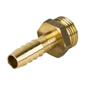 Solid Brass Male Pipe Adapter 1/4\" Barb X 1/2\" NPT Male Thread Pipe Fitting and Air Hose End Fittings for Rubber Hoses