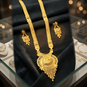 ชุดเครื่องประดับทองคำแท้ 14K 18K 24K แบบยาวสำหรับงานแต่งงาน ขายส่ง, ชุดเครื่องประดับทองคำแบบยาวขึ้นรูปด้วยเทคนิคไมโครฟอร์มิ่ง, ชุดเครื่องประดับทองคำแบบยาวลายดั้งเดิม - Product Image 4
