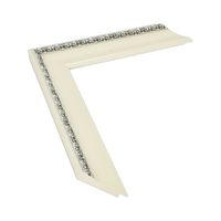 Moulure en Bois Massif pour Cadre Photo 60x32mm Blanc Argenté Profil Sculpté pour Encadrement de Toile et Peinture à l'Huile