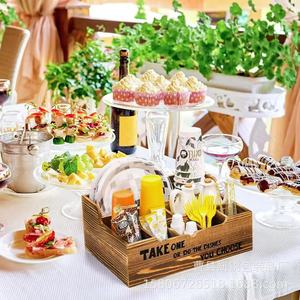 Caja de almacenamiento de vajilla de madera para platos, tazas y utensilios de fiesta, cumpleaños, uso doméstico, para llevar o para lavar platos, a tu elección - Product Image 4