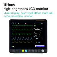 Moniteur Multiparamétrique Vétérinaire VE15 – Formes d'ondes de Pression Artérielle, Respiration et Température (ECG, NIBP, SpO2, PR, RESP)