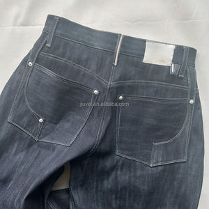 مخصص مطوي فضفاض سيلفيدج الخام اليابانية الجينز السراويل الصانع 17 أوقية هومبر مع زر مصمم الجينز مكدسة الرجال - Product Image 6