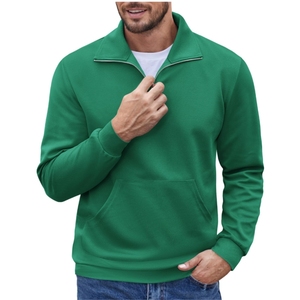 Sweat-shirt à demi-fermeture éclair pour homme Pull zippé à manches longues Sweat-shirt polo décontracté Slim Fit Pulls à col montant avec poche - Product Image 1