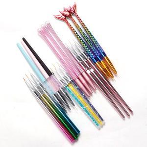 Juego de 3 pinceles delineadores de uñas con lentejuelas, mango de cola de pez de diamante, varilla roscada <span class=keywords><strong>para</strong></span> <span class=keywords><strong>dibujar</strong></span> Flores, revestimiento de uñas, pintura artística - Product Image 1