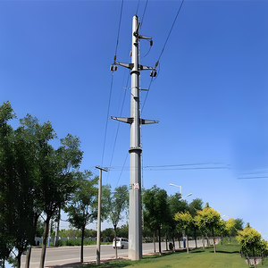 Mástil monopolo de acero tubular autosuficiente eléctrico para línea de transmisión - Product Image 3