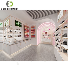 Tienda de gama alta Diseño de interiores Encantadora tienda de cosméticos Gabinete de exhibición Mostrador de tienda de cosméticos personalizado para decoración de tienda - Product Image 2