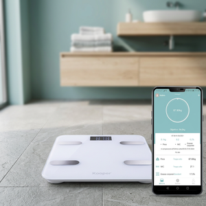 Fitdays Kooper Analisi Corporea Bathroom <b>Scales</b> 8-Electrode LCD Display Battery Powered Minimalist Design BMI Body Fat - Product Image 2