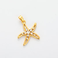 Pendentif de collier en cuivre doré, micro-pavé de zircons délicats, thème marin étoile de mer, best-seller transfrontalier, breloque DIY mignonne