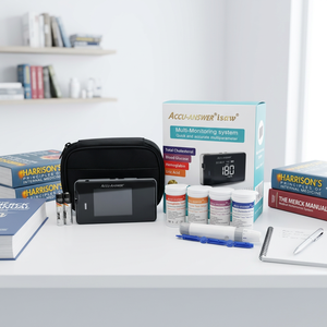 Analyseur de glycémie électronique portable 4 en 1 avec écran LCD pour la maison et l'hôpital, test du cholestérol, de l'acide urique et de l'hémoglobine - Product Image 3