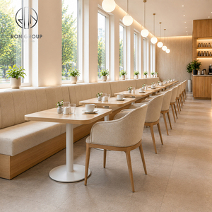 Meubles de restaurant commerciaux Ron Group, table carrée en bois, sièges confortables, chaise rembourrée en tissu - Product Image 2