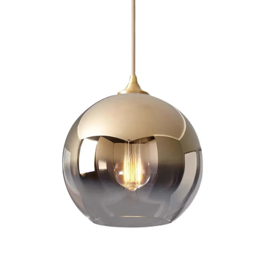 Kitchen restaurant round gold chandelier low ceilings hanging lamp luxury hand blown nordic modern glass ball pendant light