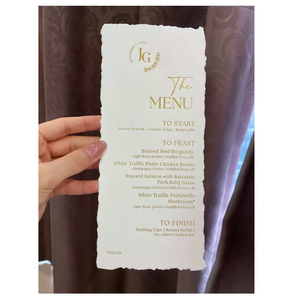 Venta al por mayor personalizado hecho a mano borde cubierto papel algodón trapo oro impresión Boda Invitaciones De boda De lujo - Product Image 6