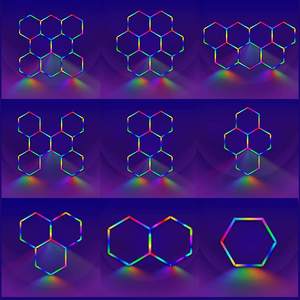 8 Grid Dimmable RGB <strong>LED</strong> Aluminum Waterproof Hexagon <strong>Light</strong> for Warehouse <strong>Workshop</strong> Garage &amp; Car Wash Decorative Lighting - Product Image 3