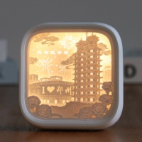 Lampe de nuit LED rechargeable durable avec boîte à ombres, sculpture en papier 3D, décoration souvenir de voyage personnalisée, cadeau artistique