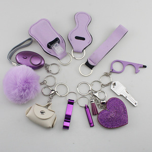 Ensemble <span class=keywords><strong>de</strong></span> porte-clés essentiels rouges pour femmes, <span class=keywords><strong>kit</strong></span> quotidien complet avec alarme, pompon, porte-désinfectant et plus encore - Product Image 4