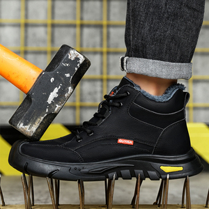 Chaussures de sécurité industrielles à embout d'acier antidérapantes anti-écrasement Chaussures amortissantes résistantes aux chocs Chaussures de travail chaudes anti-perforation - Product Image 1
