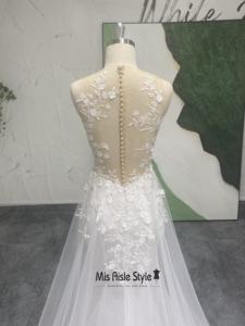 Cổ điển Vỏ ảo giác ren chapel Train tầng Chiều dài váy cưới - Product Image 6