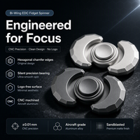 Fidget Spinner en alliage d'aluminium aéronautique CNC, double aile, écologique, portable, roulement silencieux, rotation fluide, EDC, anti-stress, pour adulte, bureau