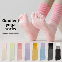 Chaussettes de yoga pour enfants à cinq doigts, sans couture, antibactériennes, absorbant la transpiration, mi-mollet, pour Pilates et fitness, automne-hiver, professionnelles