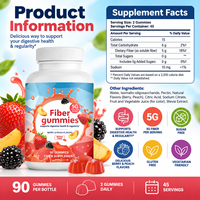 Gummies de fibres personnalisables en gros pour la santé digestive et la régularité, saveurs Baies et Pêche, pour adultes