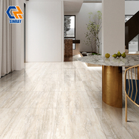 Carreaux de porcelaine pour intérieur de villa - Surface brillante moderne, antibactérienne, antidérapante, imitation pierre 9 mm, résistante aux acides, pour mur de salle de bain