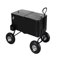 Chariot Glacière Métallique 80QT à 4 Roues avec Poignée Rigide pour Boissons et Bière – Idéal pour le Camping et les Pique-niques en Extérieur – Offre Spéciale