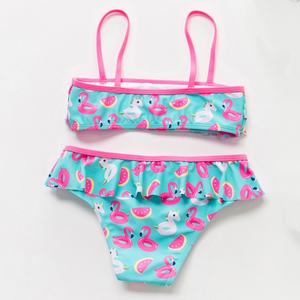 Traje de Baño de Diseño para Bebés OEM, Conjunto de Bikini Infantil con Estampado de Flamenco, Traje de Baño de Verano para Niñas - Product Image 2