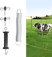 Kit de portail de clôture électrique agricole en plastique de 5 mètres avec accessoires de porte à ressort pour animaux, poignée et clou isolé