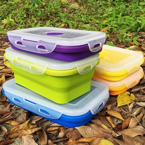 Thực Phẩm Lớp 4 Xếp Chồng Silicone Gấp Hộp Ăn Trưa <span class=keywords><strong>Container</strong></span> Đóng Mở Thực Phẩm Prep Lưu Trữ <span class=keywords><strong>Container</strong></span> - Product Image 6