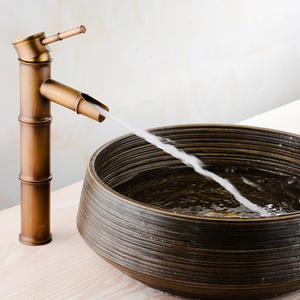 Robinet de lavabo en cuivre massif de style européen antique, à poignée unique, avec cartouche céramique rotative, pour eau chaude/froide, à poser sur le comptoir - Product Image 2