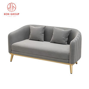 ชุดเฟอร์นิเจอร์ร้านอาหารทันสมัยบูธโซฟากำมะหยี่สีเทาพร้อมโต๊ะกลมหินอ่อนและขาโลหะสีทองสำหรับ<span class=keywords><strong>คาเฟ่</strong></span> - Product Image 6