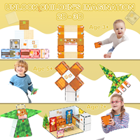 Balok Bangunan Magnetik Plastik 7.5 cm Lintas Batas, Ubin Cetak Warna, Puzzle Geometris, Mainan Edukasi Anak Usia Dini