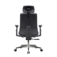 Chaise de bureau exécutive pivotante ergonomique confortable en tissu bleu 5D à 360 degrés avec accoudoirs et base en aluminium, certifiée BIFMA, colorée