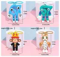 Boneka Hewan Kartun 3D Koleksi Kadal Burung Hantu Stroberi Gajah Monyet Monster Figurine Mainan Rahasia Gantungan Kunci Brainrot