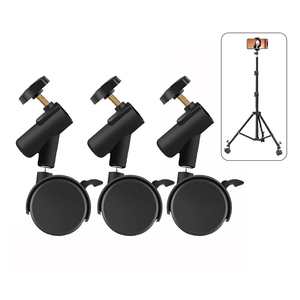 KAMPHO Kit de roulettes universelles pour trépied 3pcs avec frein pour photographes et vidéastes - Product Image 1