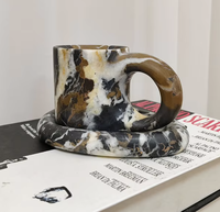 Tasse à café en marbre naturel de style français NANWEI, design moderne, cadeau unique, ornement pour présentations