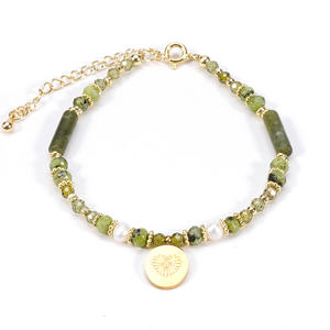 Collar de piedra de jade verde oliva natural para mujeres y hombres, cristal curativo, energía, piedra de ágata verde, joyería, Gargantilla con cuentas, venta al por mayor - Product Image 6