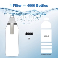 Bouteille d'eau souple pliable en TPU de 600ml avec filtre à membrane UF sans BPA pour la course à pied, la survie, le camping, la randonnée et la pêche