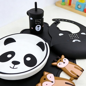 Nuevos Productos: Set de Vajilla de Silicona de Grado Alimenticio para Bebés, Personalizable, Reutilizable, Impermeable, con Diseño de Panda de Dibujos Animados, para Niños - Product Image 4