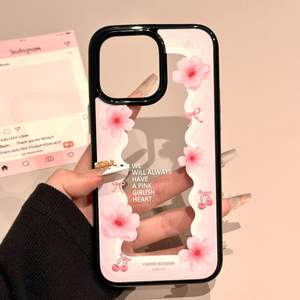 Fleur de pêcher bordure noire étui de téléphone portable pour iphone 17 16 15 14 13 12 11 Pro Max Plus air X Xr Xs couverture Anti-chute - Product Image 4