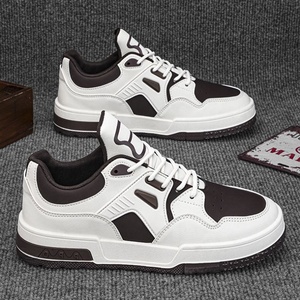 Chaussures de skate sportives basses pour hommes, blanches et noires, à lacets, respirantes, avec empeigne synthétique et semelle extérieure en caoutchouc, toutes saisons - Product Image 6